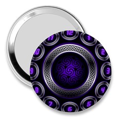 Digital Celtic Clock Template Time Number Purple 3  Handbag Mirrors by Mariart