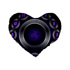 Digital Celtic Clock Template Time Number Purple Standard 16  Premium Heart Shape Cushions by Mariart