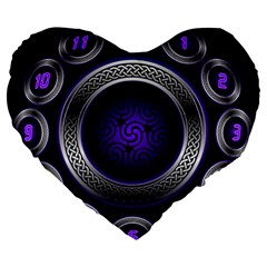 Digital Celtic Clock Template Time Number Purple Large 19  Premium Heart Shape Cushions by Mariart