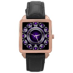 Digital Celtic Clock Template Time Number Purple Rose Gold Leather Watch  by Mariart