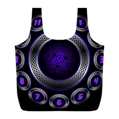 Digital Celtic Clock Template Time Number Purple Full Print Recycle Bags (l)  by Mariart