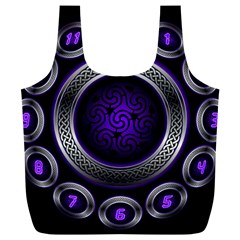 Digital Celtic Clock Template Time Number Purple Full Print Recycle Bags (l)  by Mariart