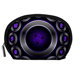 Digital Celtic Clock Template Time Number Purple Accessory Pouches (large)  by Mariart