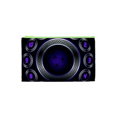 Digital Celtic Clock Template Time Number Purple Cosmetic Bag (xs) by Mariart