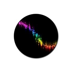 Illustration Light Space Rainbow Rubber Round Coaster (4 Pack) 