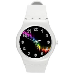 Illustration Light Space Rainbow Round Plastic Sport Watch (m) by Mariart