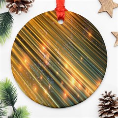 Golden Blue Lines Sparkling Wild Animation Background Space Ornament (round)