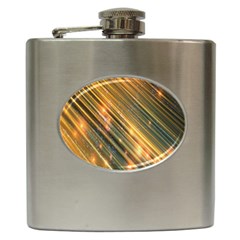 Golden Blue Lines Sparkling Wild Animation Background Space Hip Flask (6 Oz) by Mariart