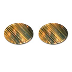 Golden Blue Lines Sparkling Wild Animation Background Space Cufflinks (oval) by Mariart