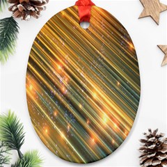 Golden Blue Lines Sparkling Wild Animation Background Space Oval Ornament (two Sides) by Mariart