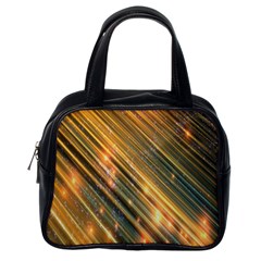 Golden Blue Lines Sparkling Wild Animation Background Space Classic Handbags (one Side)