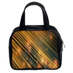 Golden Blue Lines Sparkling Wild Animation Background Space Classic Handbags (2 Sides) by Mariart