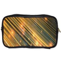 Golden Blue Lines Sparkling Wild Animation Background Space Toiletries Bags by Mariart