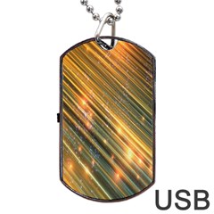 Golden Blue Lines Sparkling Wild Animation Background Space Dog Tag Usb Flash (two Sides) by Mariart