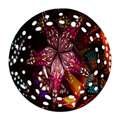 Hanging Paper Star Lights Round Filigree Ornament (two Sides) by Mariart