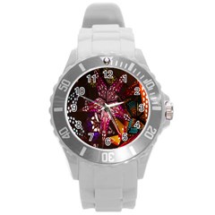 Hanging Paper Star Lights Round Plastic Sport Watch (l) by Mariart