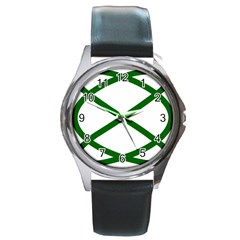 Lissajous Small Green Line Round Metal Watch by Mariart