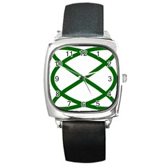 Lissajous Small Green Line Square Metal Watch by Mariart