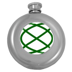 Lissajous Small Green Line Round Hip Flask (5 Oz) by Mariart