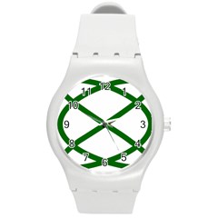 Lissajous Small Green Line Round Plastic Sport Watch (m) by Mariart