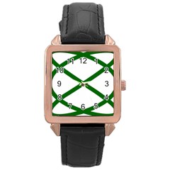 Lissajous Small Green Line Rose Gold Leather Watch  by Mariart