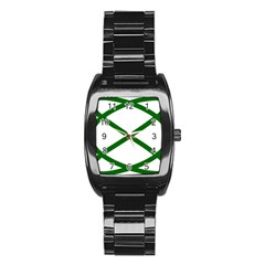 Lissajous Small Green Line Stainless Steel Barrel Watch by Mariart