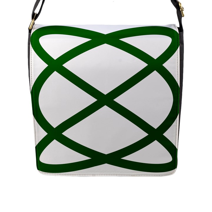 Lissajous Small Green Line Flap Messenger Bag (L) 