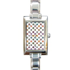 Flowers Pattern Recolor Artwork Sunflower Rainbow Beauty Rectangle Italian Charm Watch by Mariart