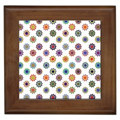 Flowers Pattern Recolor Artwork Sunflower Rainbow Beauty Framed Tiles