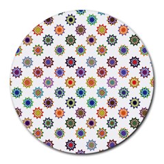 Flowers Pattern Recolor Artwork Sunflower Rainbow Beauty Round Mousepads by Mariart