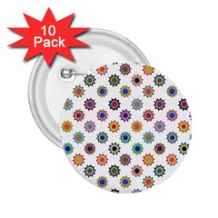 Flowers Pattern Recolor Artwork Sunflower Rainbow Beauty 2 25  Buttons (10 Pack) 