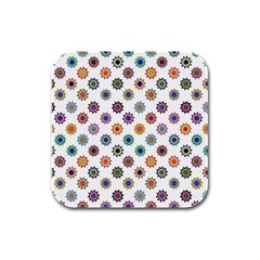 Flowers Pattern Recolor Artwork Sunflower Rainbow Beauty Rubber Square Coaster (4 Pack)  by Mariart