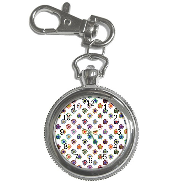 Flowers Pattern Recolor Artwork Sunflower Rainbow Beauty Key Chain Watches