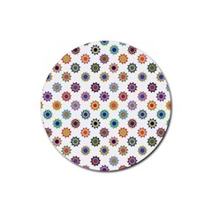 Flowers Pattern Recolor Artwork Sunflower Rainbow Beauty Rubber Coaster (round) 