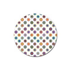 Flowers Pattern Recolor Artwork Sunflower Rainbow Beauty Magnet 3  (round)