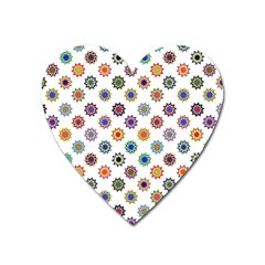 Flowers Pattern Recolor Artwork Sunflower Rainbow Beauty Heart Magnet by Mariart