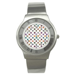 Flowers Pattern Recolor Artwork Sunflower Rainbow Beauty Stainless Steel Watch by Mariart