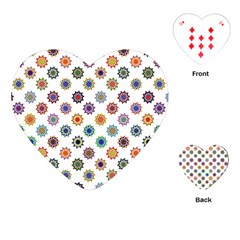 Flowers Pattern Recolor Artwork Sunflower Rainbow Beauty Playing Cards (heart)  by Mariart