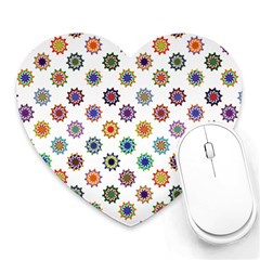 Flowers Pattern Recolor Artwork Sunflower Rainbow Beauty Heart Mousepads by Mariart