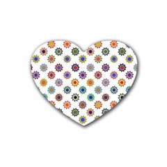 Flowers Pattern Recolor Artwork Sunflower Rainbow Beauty Rubber Coaster (heart) 