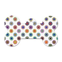 Flowers Pattern Recolor Artwork Sunflower Rainbow Beauty Dog Tag Bone (two Sides) by Mariart