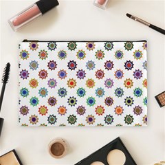 Flowers Pattern Recolor Artwork Sunflower Rainbow Beauty Cosmetic Bag (large) 