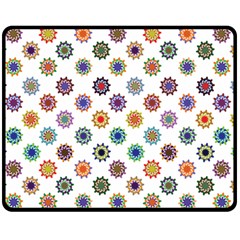 Flowers Pattern Recolor Artwork Sunflower Rainbow Beauty Fleece Blanket (medium) 