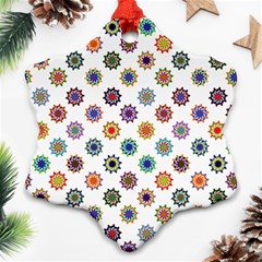 Flowers Pattern Recolor Artwork Sunflower Rainbow Beauty Snowflake Ornament (two Sides) by Mariart