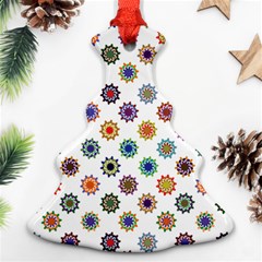 Flowers Pattern Recolor Artwork Sunflower Rainbow Beauty Christmas Tree Ornament (two Sides) by Mariart