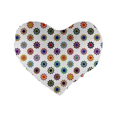 Flowers Pattern Recolor Artwork Sunflower Rainbow Beauty Standard 16  Premium Heart Shape Cushions