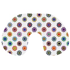 Flowers Pattern Recolor Artwork Sunflower Rainbow Beauty Travel Neck Pillows by Mariart