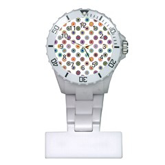 Flowers Pattern Recolor Artwork Sunflower Rainbow Beauty Plastic Nurses Watch by Mariart