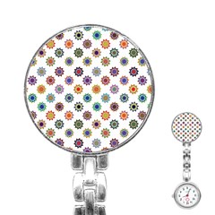 Flowers Pattern Recolor Artwork Sunflower Rainbow Beauty Stainless Steel Nurses Watch by Mariart