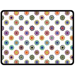 Flowers Pattern Recolor Artwork Sunflower Rainbow Beauty Double Sided Fleece Blanket (large)  by Mariart